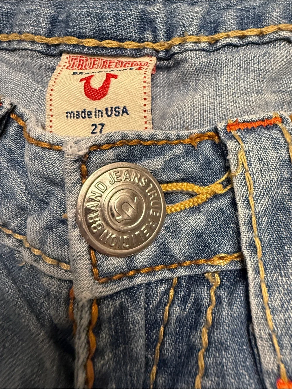 True Religion Women's Light Wash High Rise Jeans with Contrast Stitching - Picture 6 of 12